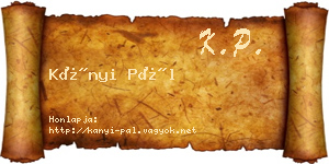 Kányi Pál névjegykártya